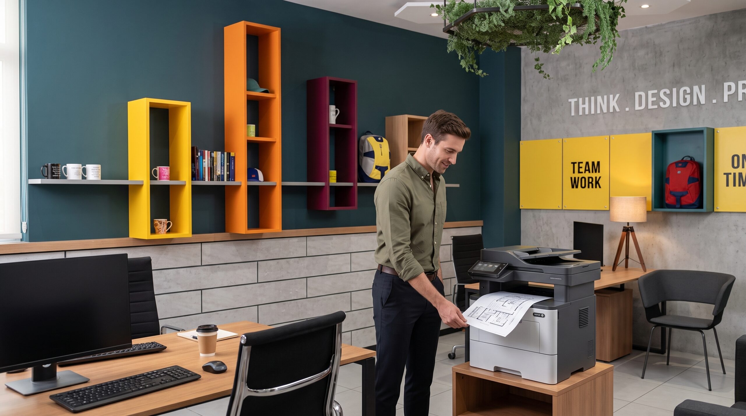 Azure open-plan workspace